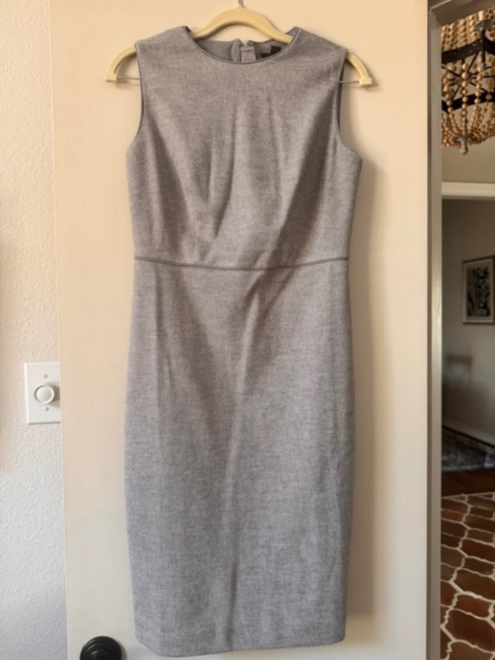 Ann Taylor Sheath Dress Career Work Gray Stretch Sleeveless Zip Up Dress NWT